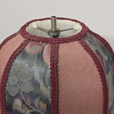 Victorian Bell Shape Fringed Table Lamp Poppy Plant Shape Body 2 Bulbs 30" Tall