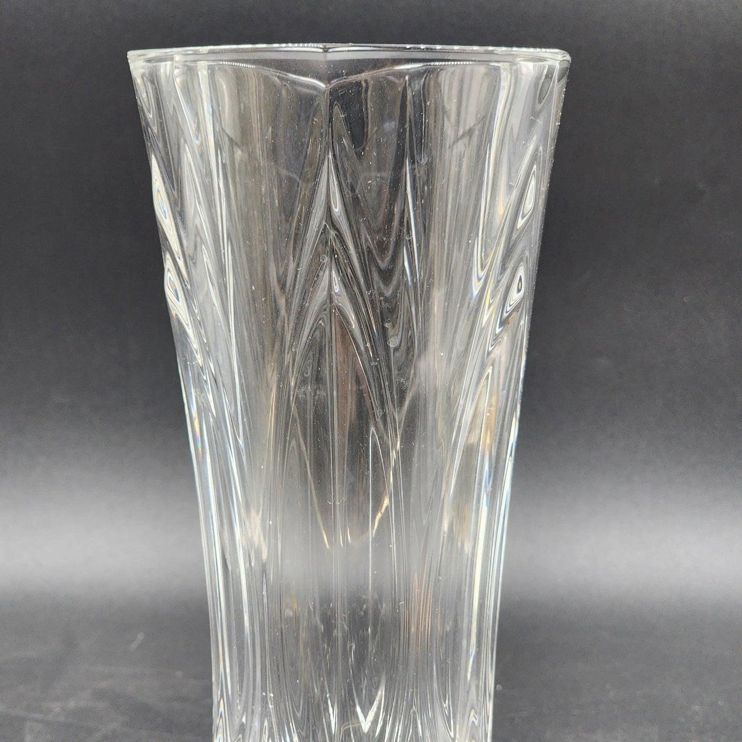 Lead Crystal Clear Glass Vase Cristal d’Arques-Durand Chatelet 9.5” 6-Sided Top