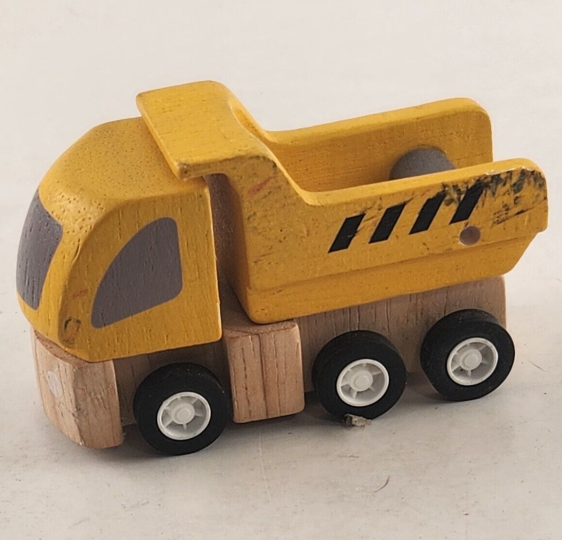 3 Plan City Wooden Toy Trucks Cement Dump and Crane Trucks 3" Long Rubber Tires