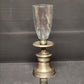 Pewter Bell Shaped Metal Candlestick Holder Clear Glass Hurricane Chimneys 17"