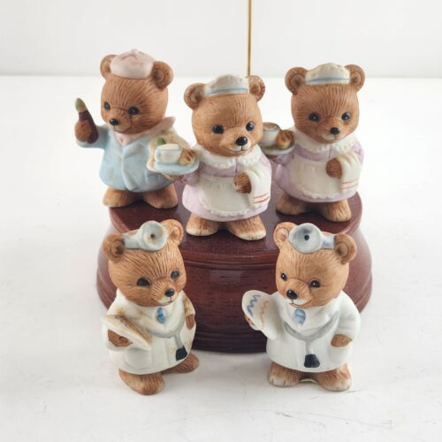 5 Pc HomCo Miniature 1" Bear Figurines Nurse Doctor Painter Sir Lanka Careers