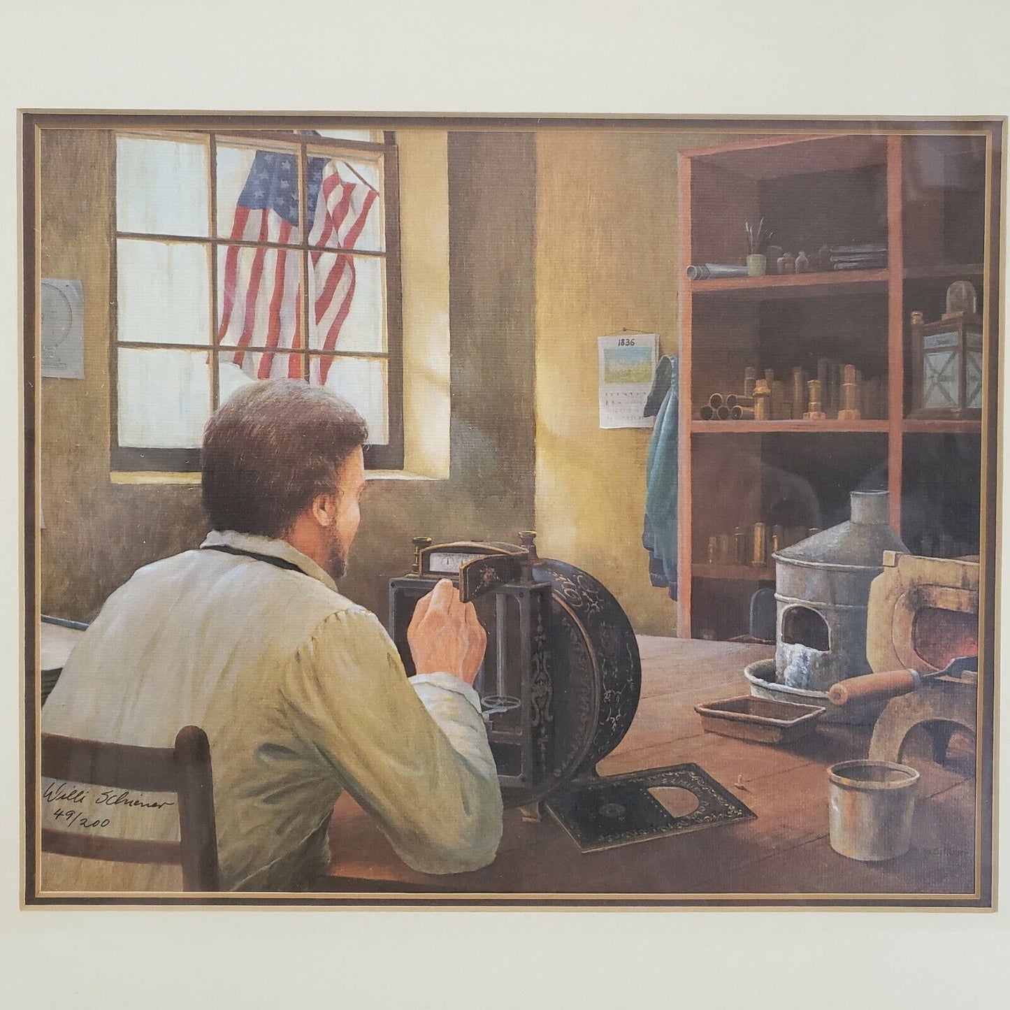 Willi Schiener Signed Numbered 49/200 Framed Painting 19th Century Plumber Shop