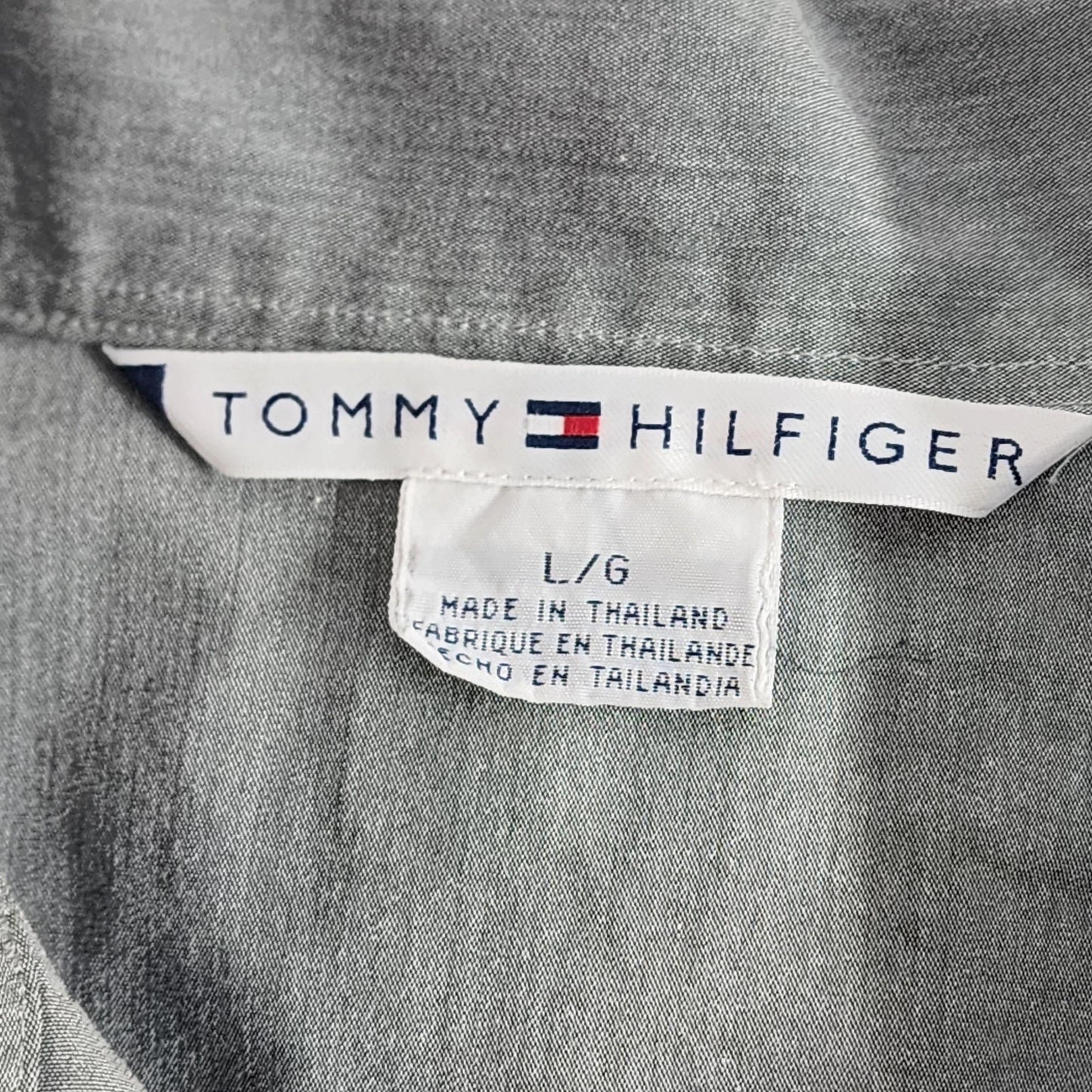 Tommy Hilfiger Women's Grey Zip Front Top Size L Fitted Logo Long Sleeve Darts