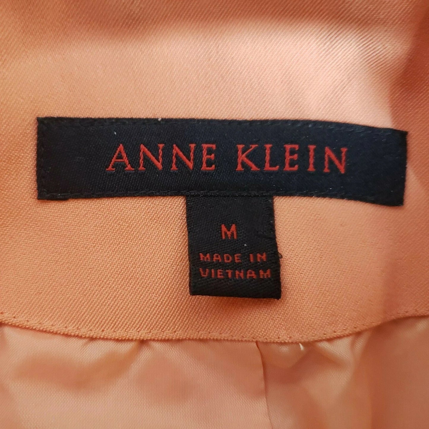Anne Klein Womens Medium Peach Zip Jacket Spring Polyester Blend Tapered Vietnam