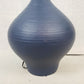 Vintage Blue Pottery Table Lamp Hand Painted Floral Electric Light