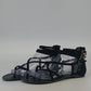 Forever 21 Black Jelly Strappy Flats Sandals Womens Size 8 Triple Buckle Ankle