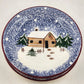 4 Holly Mountain Lodge Salad Plates 8" The Cook's Bazaar FWC Winter Scene