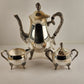Coffee Server Set Silver Plate Grapevine Pattern with Sugar Creamer Vintage NOS