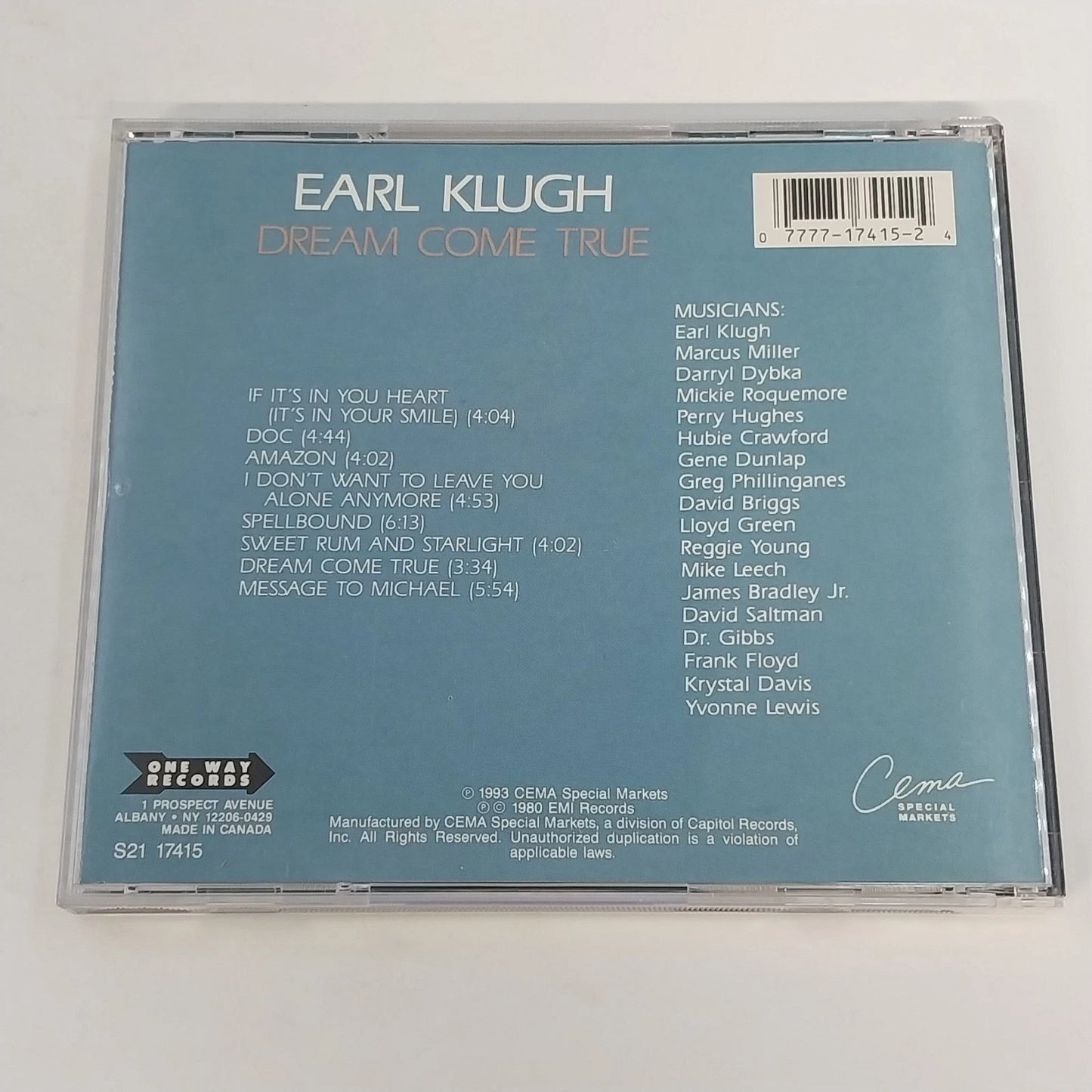 Earl Klugh Dream Come True CD One Way Records S21-17415 Smooth Jazz Fusion 1993