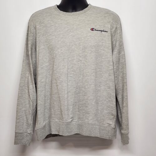 Champion Men's Sweatshirt Large Gray Pullover Fleece Crew Neck LS Classic Logo