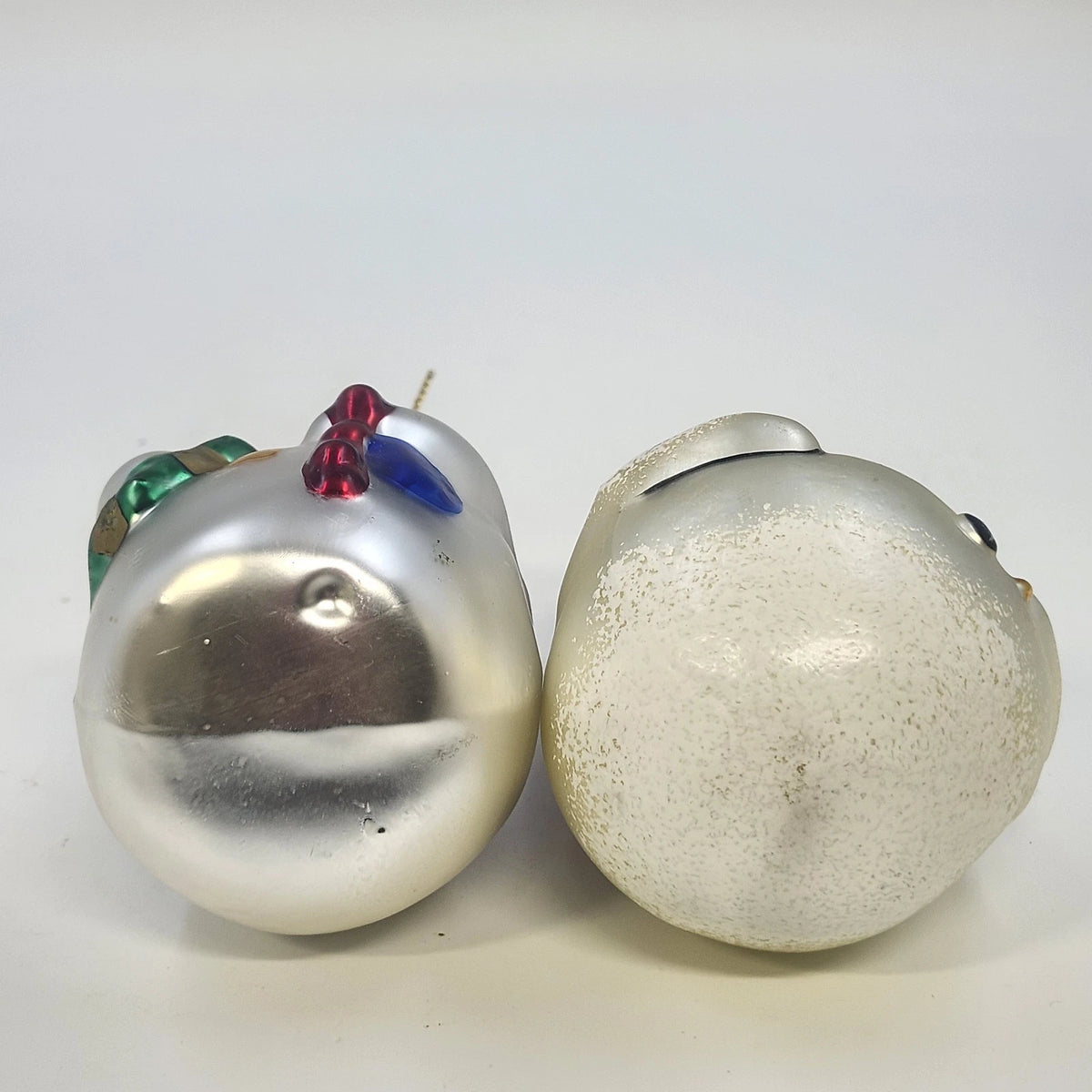 Lot 2 Blown Glass Snowman Christmas Ornaments Mercury Glass 5.75" & 4.75" Vtg