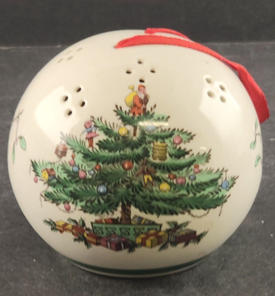 Spode Porcelain Christmas Pomander Ball Ornament Potpourri Vintage England 3.25"