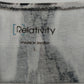 Relativity Abstract Ikat Print Blouse Women's Large Short Sleeve Black White