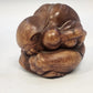 Hand Carved Wood Weeping Buddha Orang Malu Rustic Figurine 4" Meditation Pose
