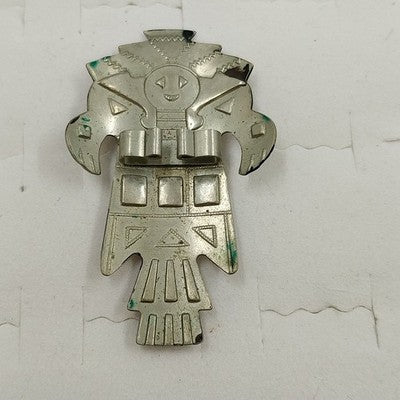 Bell Trading Post Bolo Tie Faux Turquoise Kachina Nickel Silver Tone 2.25'' SW