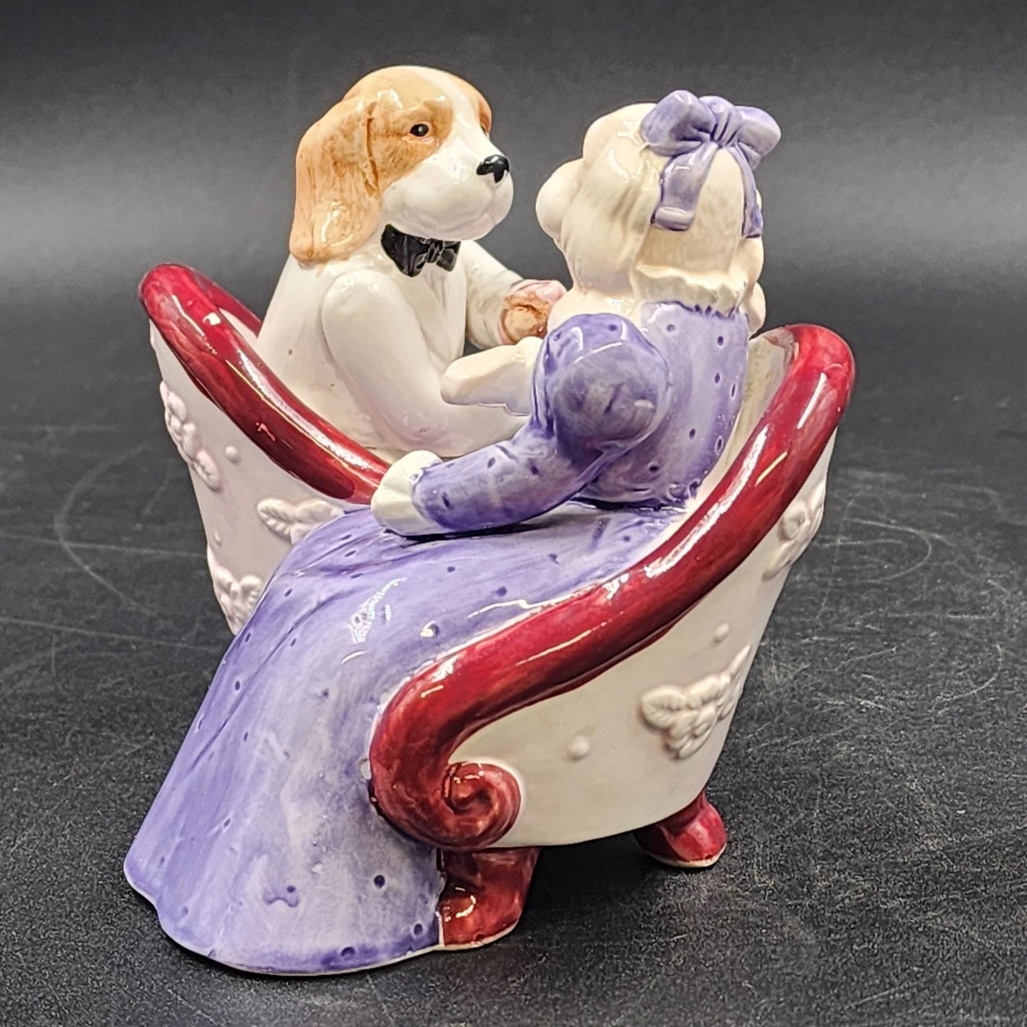 Applause Music Box Dogs Victorian Love Seat Plays My Funny Valentine Formal Vtg