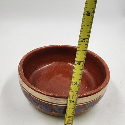 Mexican Terra Cotta Redware Pottery Hand Painted Nesting Bowl Clay Primitive