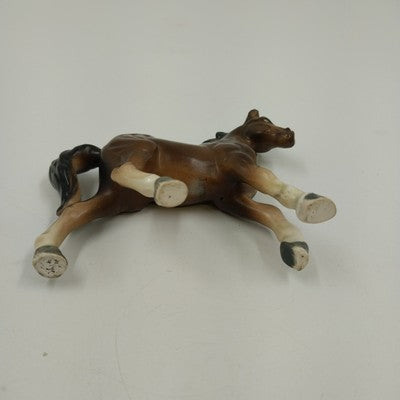 Ceramic Brown with White Accents Trotting Horse Figurine Japan Vintage 4"x3.75"
