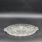 Brilliant Cut Glass Oval Divided Veggie Tray Stars Lines Scallop Edge Center Lid