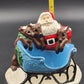 Ceramic Santa Claus & 3 Reindeer with Blue Sleigh Candy Dish Decor