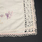 White Table Runner Embroidered Butterflies and Crochet Lace Edging Vintage 40"