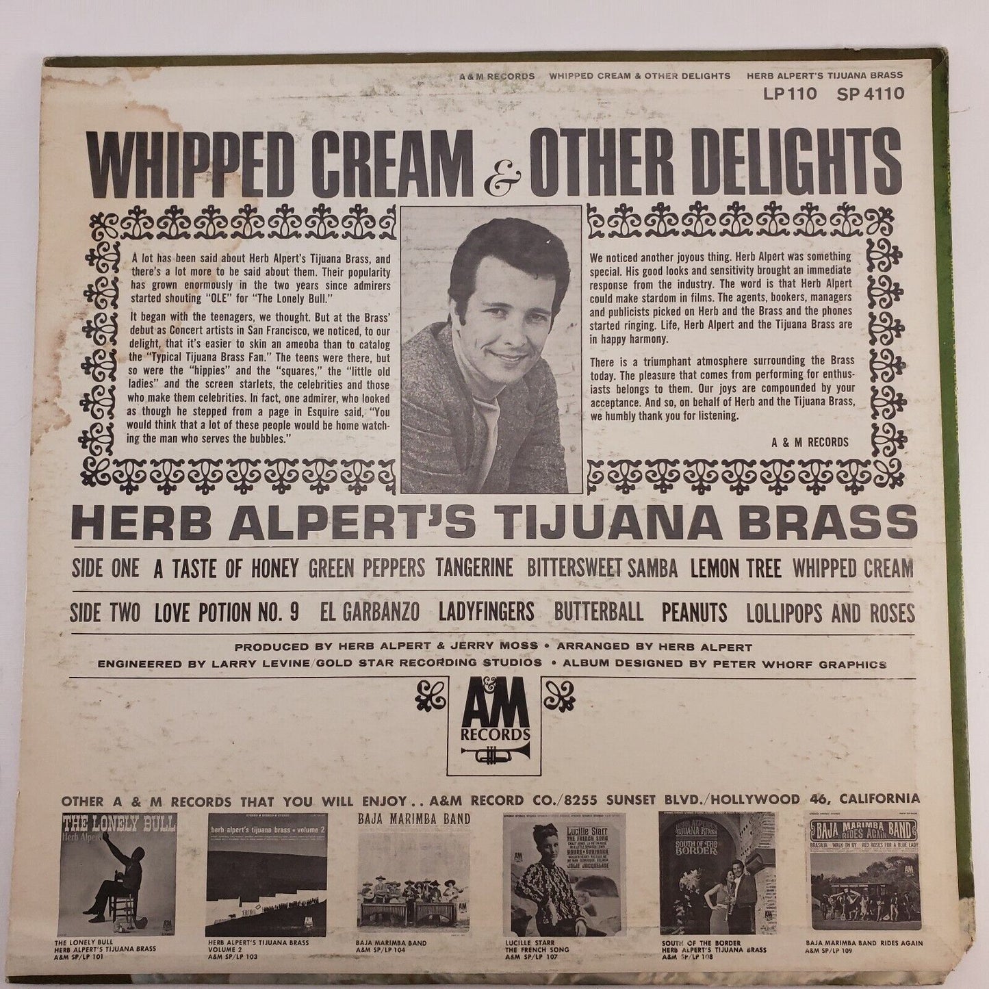 Herb Alpert's Tijuana Brass Whipped Cream & Other Delights SP4110 Taste of Honey