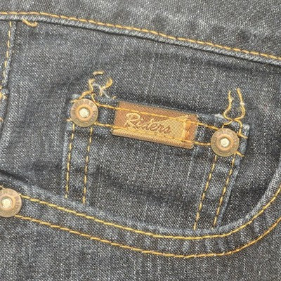 Riders Women's Dark Blue Denim Jeans Pants Size 14P High-Rise Straight Legged