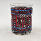 4 Houze Happy Holidays Old Fashioned Stained Glass 3.25"d x 4"h MCM Barware
