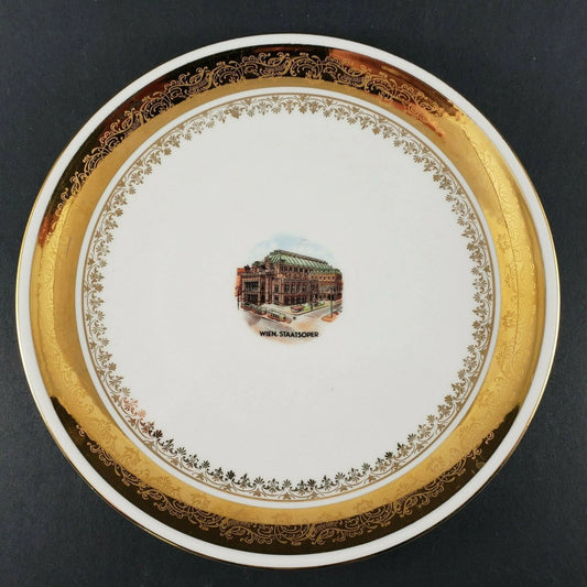 Wien Staatsoper Vienna Opera Porcelain Plate Gold Trim Decorative Austria 7.75"