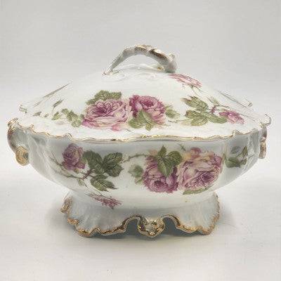 Rosenthal RC Monbijou Soup Tureen w/ Lid Bavaria Pink Roses Gold Scalloped VTG