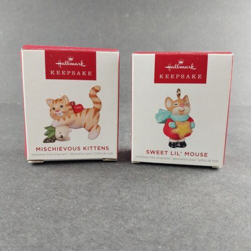 2 Hallmark Keepsake 2022 Christmas Ornaments Mischievous Kittens SWEET LIL MOUSE