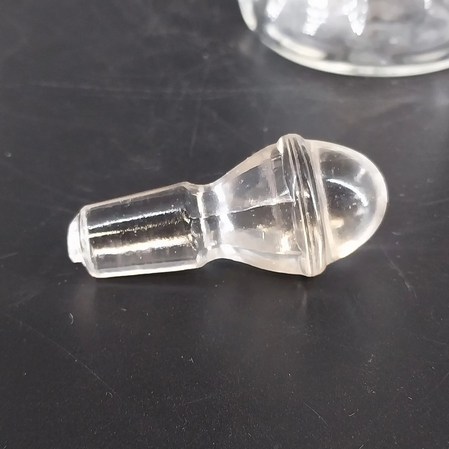 Clear Glass Cruet Bottle Ribbed Panels Stopper Oil Vinegar Decanter 7.25" Vtg