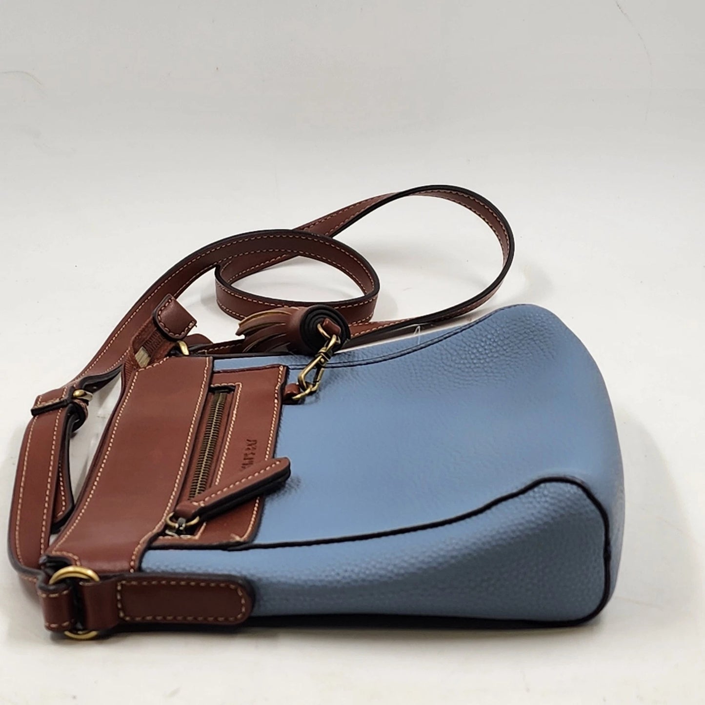 St John's Bay Blue & Brown Crossbody Shoulder Bag Faux Leather Handbag Classic