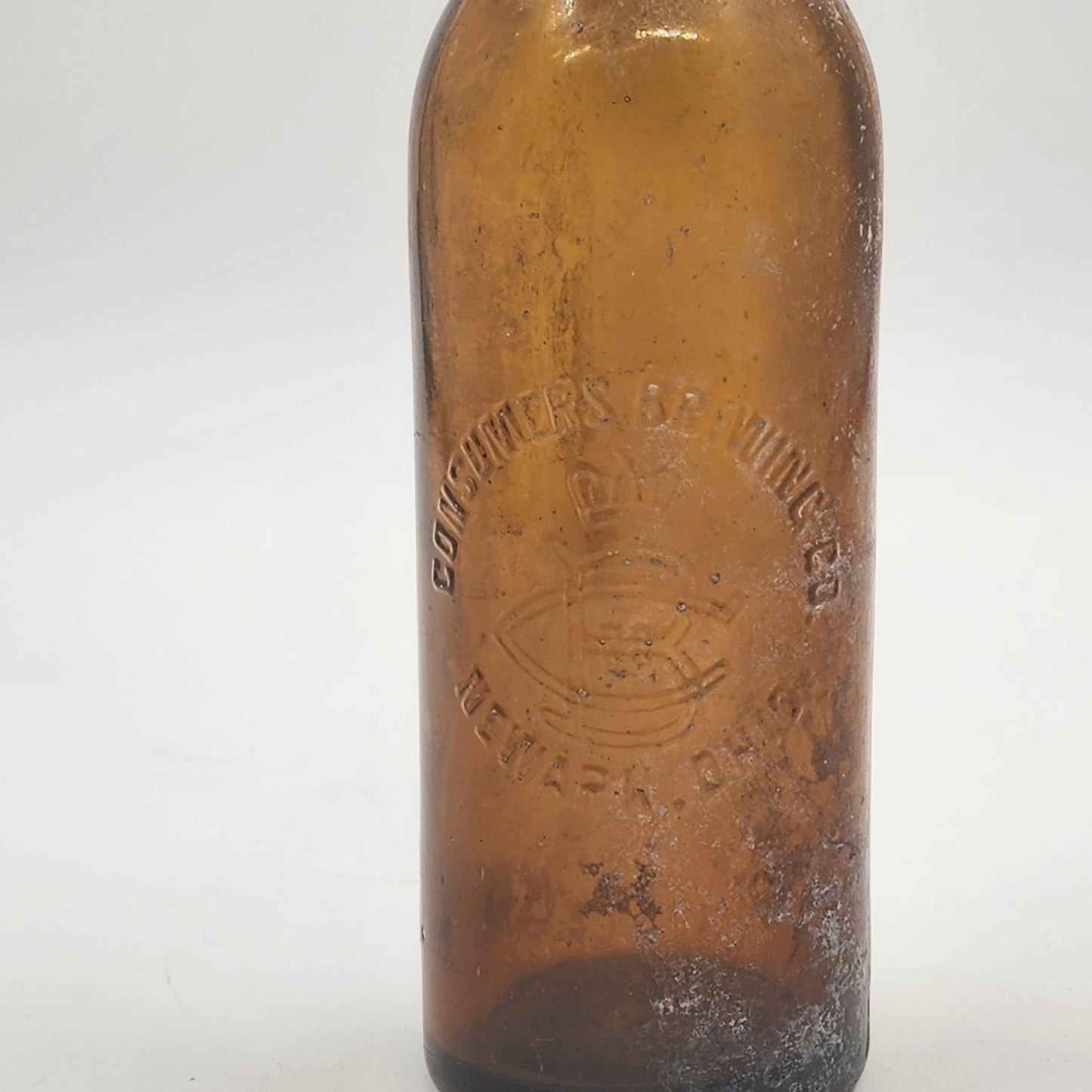 Consumers Brewing Co Beer Bottle Empty Dark Amber Embossed 9" Newark Ohio 1870's