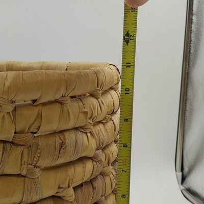 Woven Maize Corn Husk Reed Round Basket Planter Hand Made Craft 12"x11"