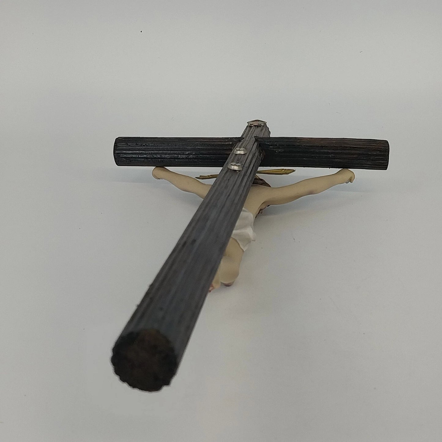 Catholic Wooden Wall Crucifix Resin Jesus Christ INRI 15" Religious Vintage