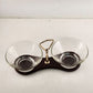 2 Glass Bowl Condiment Serving Set with Handled Walnut Wood Carrier MCM Japan