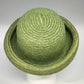 Green Natural Straw Sun Hat Women Rolled Brim Braided Round Crown Summer Garden