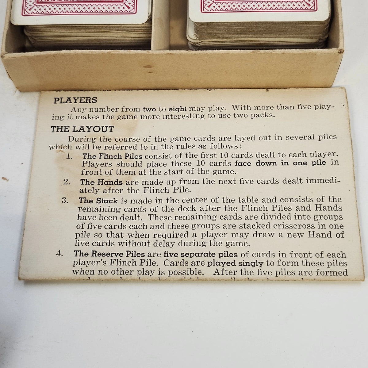 Parker Brothers Flinch Card Game Red Box Cards Rules A.J. Patterson Vintage 1938