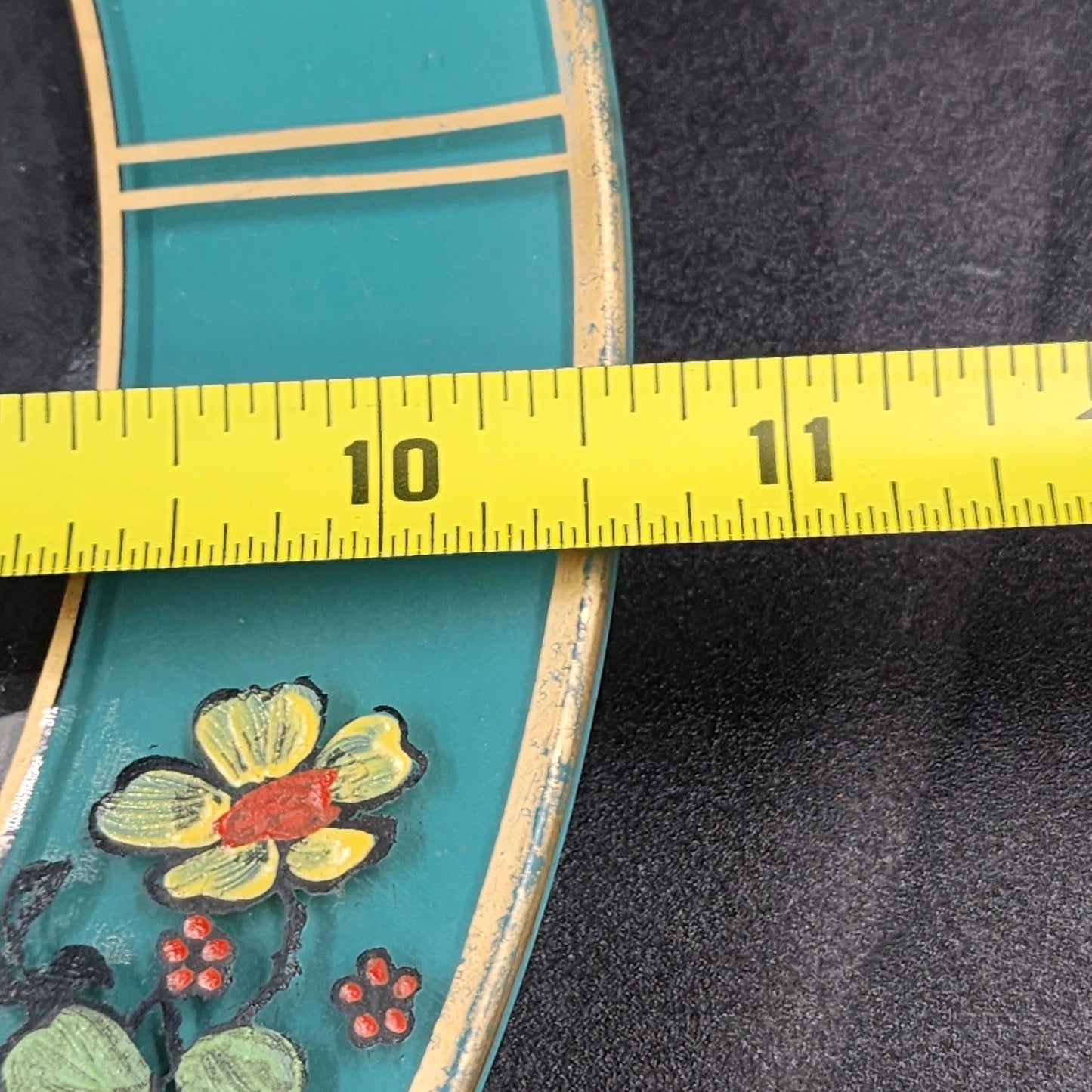 Reverse Painted Glass Tidbit Tray French cottage tableware Blue 11" MCM Server