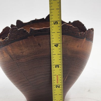Hand Turned Walnut Wood Live Edge Bowl 5.75"x5" Signed 1990s Accent Decor