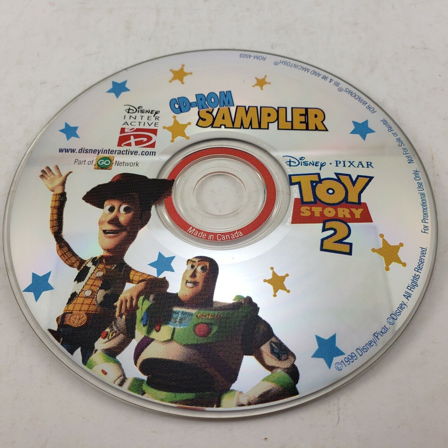 Toy Story 2 CD ROM Sampler 1999 Disney Interactive Rare Disk