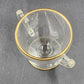 Crystal Clear Glass Sugar Bowl & Creamer 3.25" Gold Gilt Rim Scroll Handle