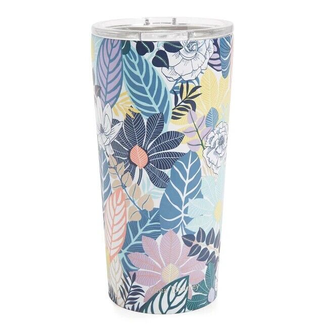 Vera Bradley Stainless Steel Travel Mug 20oz Palm Floral Tropical Slide Lock Top