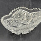 Imperial Glass Nucut Lead Crystal Oval Serving Bowl Sawtooth Edge 6.5" Vtg 50s
