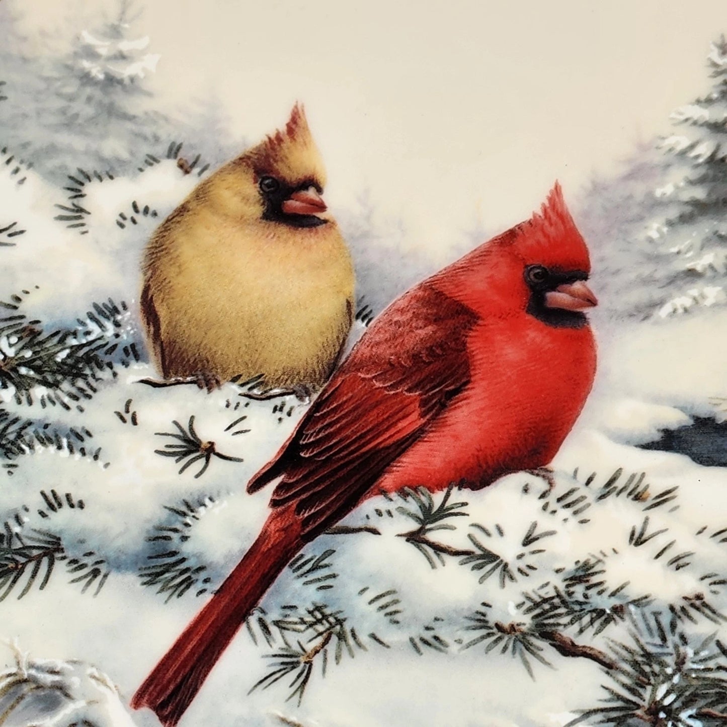 Lenox Collector Plate 2001 Cardinals in Winter Catherine McClung Gold Trim 10.5"