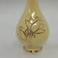 Golden Ware Bud Vase 22K Gold Lotus Floral Yellow Ceramic 9" Vtg Fluted Crazed