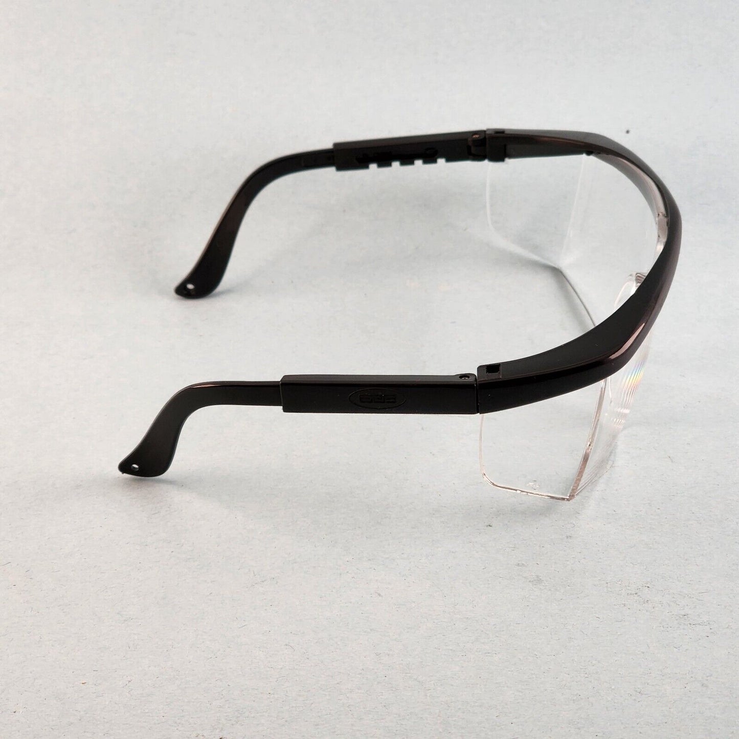 ERB Sting Ray Safety Glasses Half Frame Telescoping Temples UV Protection Z87.1+ (Black, Clear & Anti Fog)