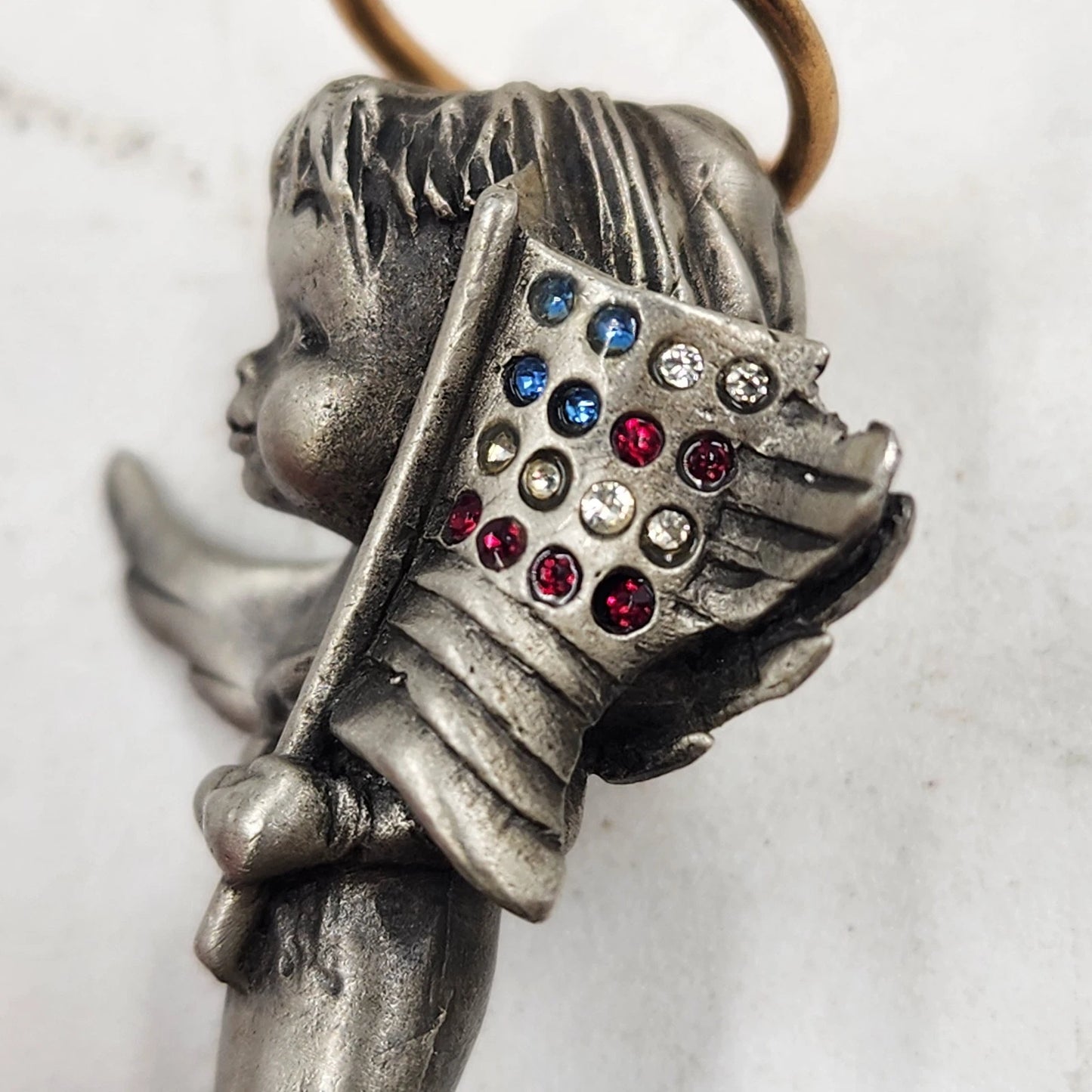 July Birthstone Angel Figurine L'il Angels by Cathedral Fine Pewter Patriotic