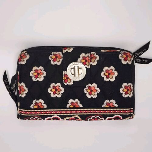 Vera Bradley Turn-lock Wallet Pirouette Pattern Black Lining Zipper Quilted